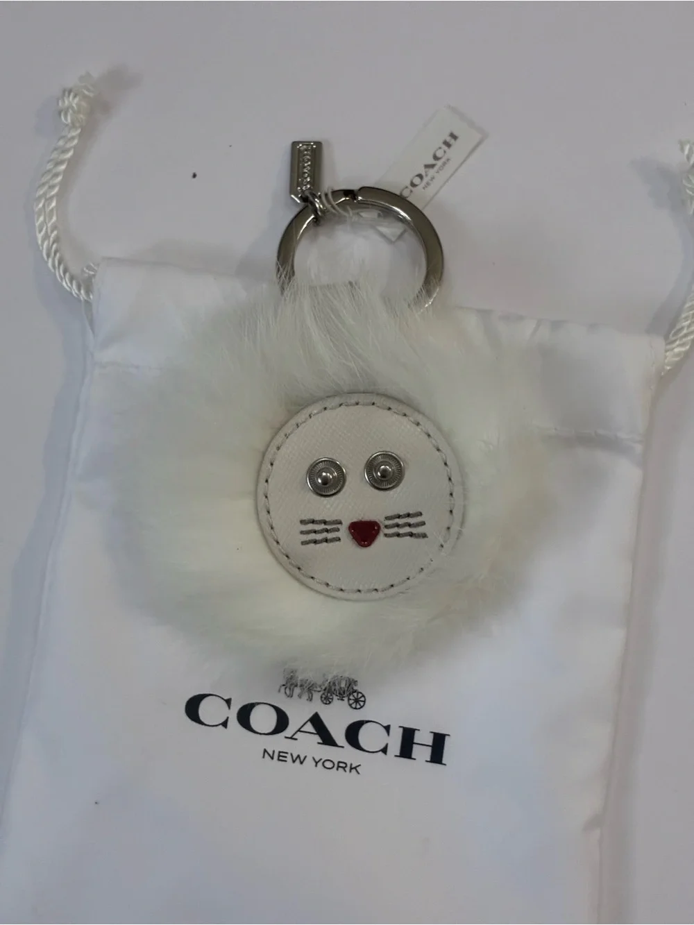 Coach Fluffy Lion keyring Bag Charm NWT